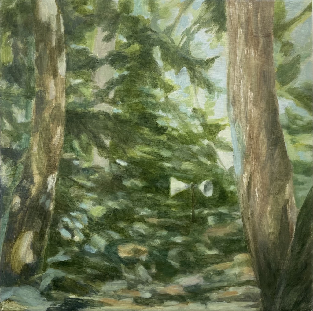 Early Warning, Dusk. Oil on linen. 35.7 x 35.7cm. Michele Burder