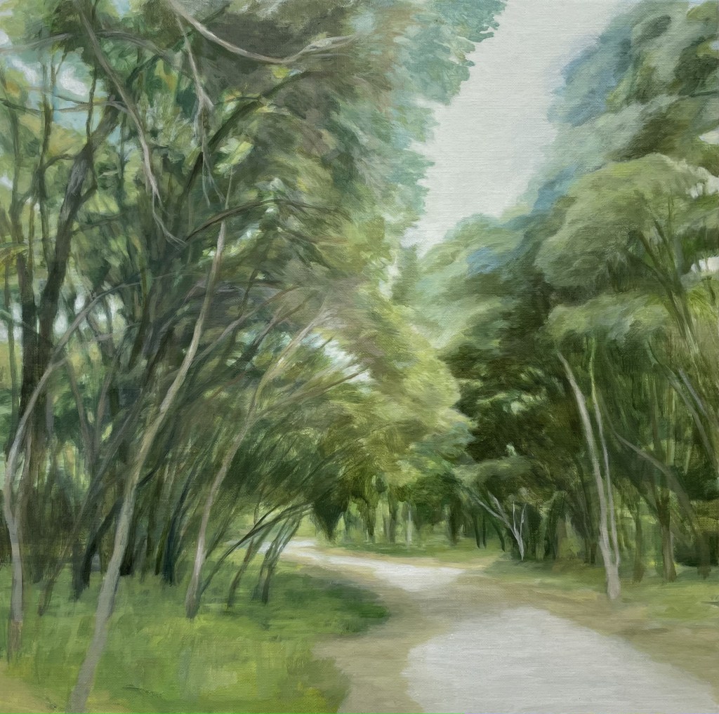 Footfall. Oil on linen, 49.7 x 49.7cm. Michele Burder